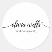 Sticker Rond Calligraphie de script manuscrite en noir blanc (Devant)