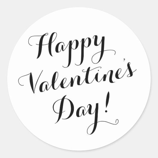 Sticker Rond calligraphie de script noir Heureuse Sainte-Valent (Devant)