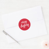 Sticker Rond Calligraphie de script simple Joyeux Noël rouge (Enveloppe)