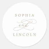 Sticker Rond Calligraphie d'or romantique Mariage Enveloppe Pho (Devant)