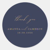 Sticker Rond Calligraphie d'or romantique Marine Mariage bleu (Devant)