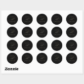 Sticker Rond Calligraphie dorée romantique Enveloppe noire Phoq (Feuille)