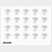 Sticker Rond Calligraphie Dove et Merci Texte (Feuille)