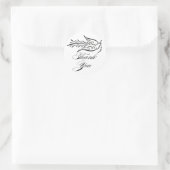 Sticker Rond Calligraphie Dove et Merci Texte (Sac)