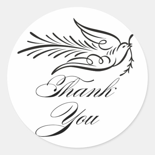 Sticker Rond Calligraphie Dove et Merci Texte (Devant)