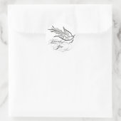 Sticker Rond Calligraphie Dove et Merci Texte (Sac)