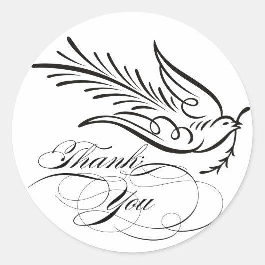 Sticker Rond Calligraphie Dove et Merci Texte (Devant)