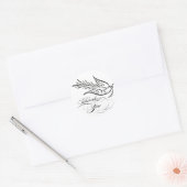 Sticker Rond Calligraphie Dove et Merci Texte (Enveloppe)