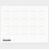 Sticker Rond Calligraphie Élégant Or Blanc Simple Nom (Feuille)
