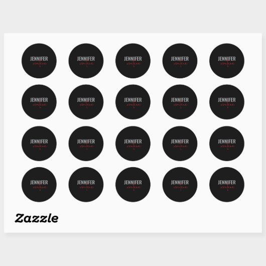 Sticker Rond Calligraphie Elegant Plain Ajouter son propre nom (Feuille)