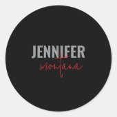 Sticker Rond Calligraphie Elegant Plain Ajouter son propre nom (Devant)
