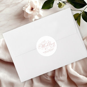 Sticker Rond Calligraphie Élégante Mariage Rose Gold