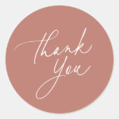 Sticker Rond Calligraphie en terre cuite simple Script Merci (Devant)
