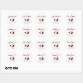 Sticker Rond Calligraphie Floral Bourgogne Mariage Merci (Feuille)