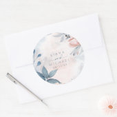 Sticker Rond Calligraphie Floral Mariage Blue ID771 (Enveloppe)