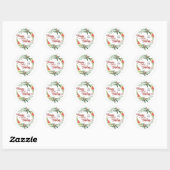 Sticker Rond Calligraphie Happy Holidays logo de la couronne bo (Feuille)