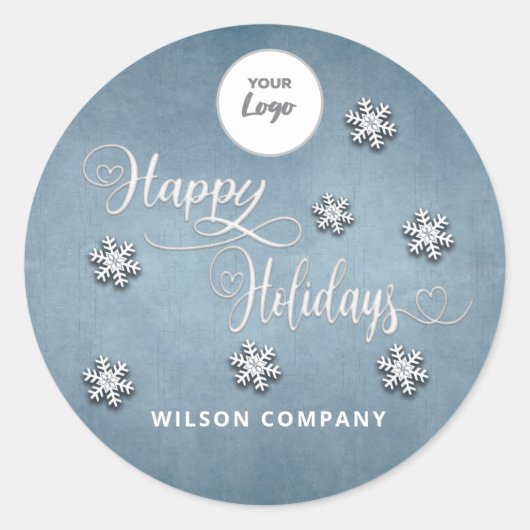 Sticker Rond Calligraphie Happy Holidays logo de l'entreprise H (Devant)