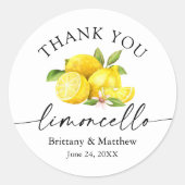Sticker Rond Calligraphie Limoncello Aquarelle Citrons Merci (Devant)