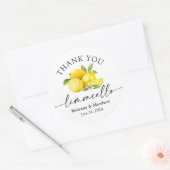 Sticker Rond Calligraphie Limoncello Aquarelle Citrons Merci (Enveloppe)