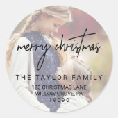 Sticker Rond Calligraphie lunaire Adresse de Noël de la photo (Devant)