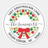 Sticker Rond Calligraphie manuscrite moderne Adresse de Noël (Devant)