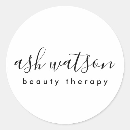 Sticker Rond Calligraphie manuscrite simple et moderne blanc cl (Devant)