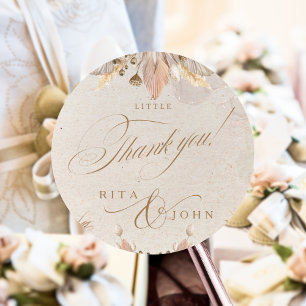 Sticker Rond Calligraphie Mariage de automne coloré Merci doux