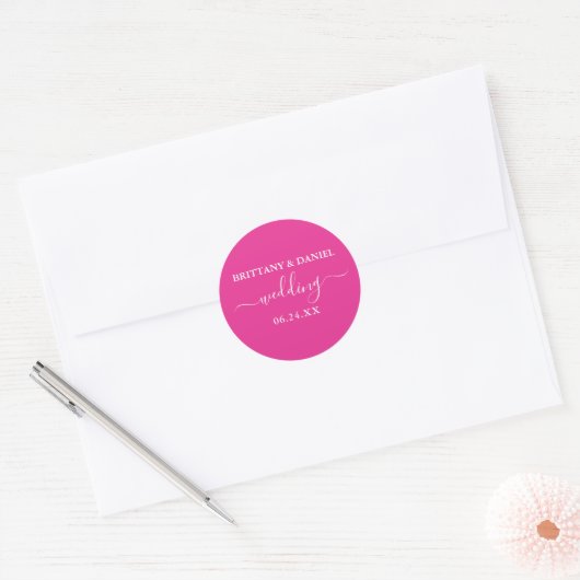 Sticker Rond Calligraphie Mariage rose-chaud sceaux d'enveloppe (Enveloppe)