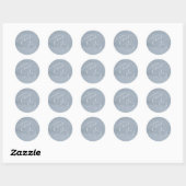 Sticker Rond Calligraphie Merci Coeur Dusty Blue ID771 (Feuille)