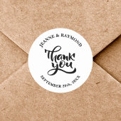 Sticker Rond Calligraphie Merci personnalisée Faveur mariage