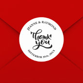 Sticker Rond Calligraphie Merci personnalisée Faveur mariage