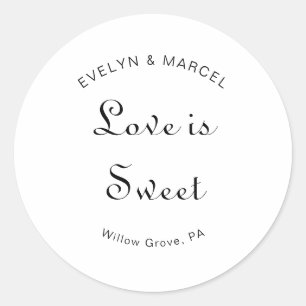 Sticker Rond Calligraphie Minimaliste Amour Mariage est doux
