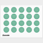 Sticker Rond Calligraphie Mint Vert Mariage Enveloppe Phoques (Feuille)