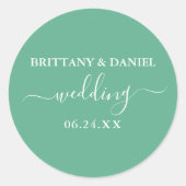 Sticker Rond Calligraphie Mint Vert Mariage Enveloppe Phoques (Devant)