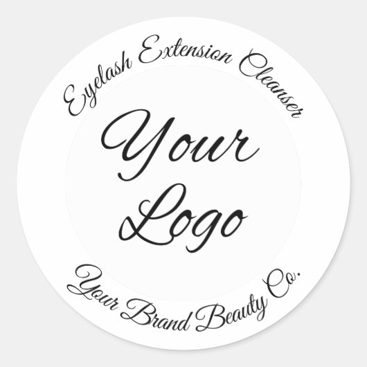 Sticker Rond Calligraphie Moderne Ajouter Votre Logo Lash Clean (Devant)