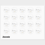 Sticker Rond Calligraphie moderne avec Coeurs Mariage Merci (Feuille)