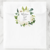 Sticker Rond Calligraphie moderne de verdure florale blanche (Sac)