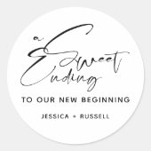 Sticker Rond Calligraphie moderne douce fin mariage Faveur (Devant)