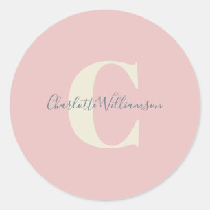 Sticker Rond Calligraphie moderne et élégante avec prénom en ro