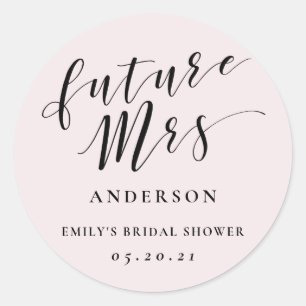 Sticker Rond Calligraphie moderne Future Mrs. Enterrement de vi