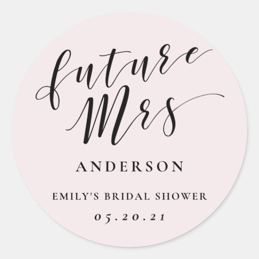 Sticker Rond Calligraphie moderne Future Mrs. Enterrement de vi (Devant)