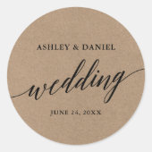 Sticker Rond Calligraphie moderne Kraft Mariage Enveloppe Sceau (Devant)