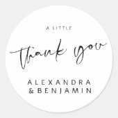 Sticker Rond Calligraphie moderne Mariage un Merci doux (Devant)