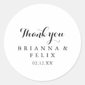Sticker Rond Calligraphie moderne Merci Mariage Faveur (Devant)