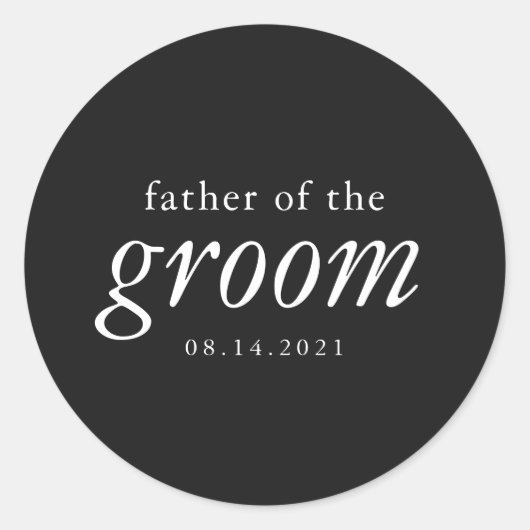 Sticker Rond Calligraphie moderne Père du Mariage Groom (Devant)