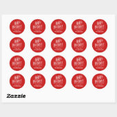 Sticker Rond Calligraphie moderne Red Happy Holidays (Feuille)