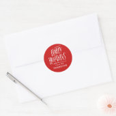 Sticker Rond Calligraphie moderne Red Happy Holidays (Enveloppe)