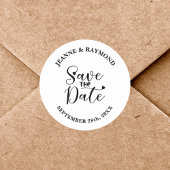 Sticker Rond Calligraphie Moderne Simple Faire-Part de Mariage