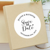 Sticker Rond Calligraphie Moderne Simple Faire-Part de Mariage