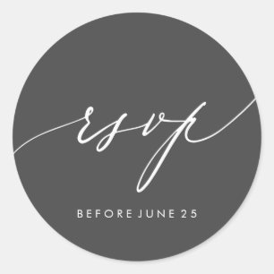 Sticker Rond Calligraphie moderne simple Mariage au charbon RSV